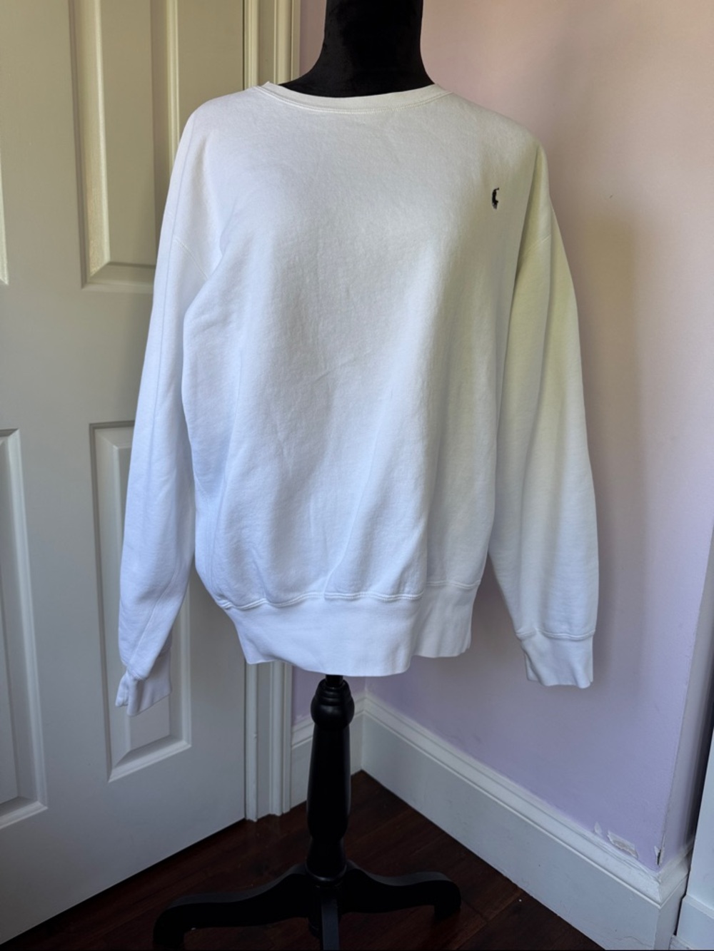 Polo Ralph Lauren White Sweatshirt with Navy Logo Tag - Picture 3 of 6